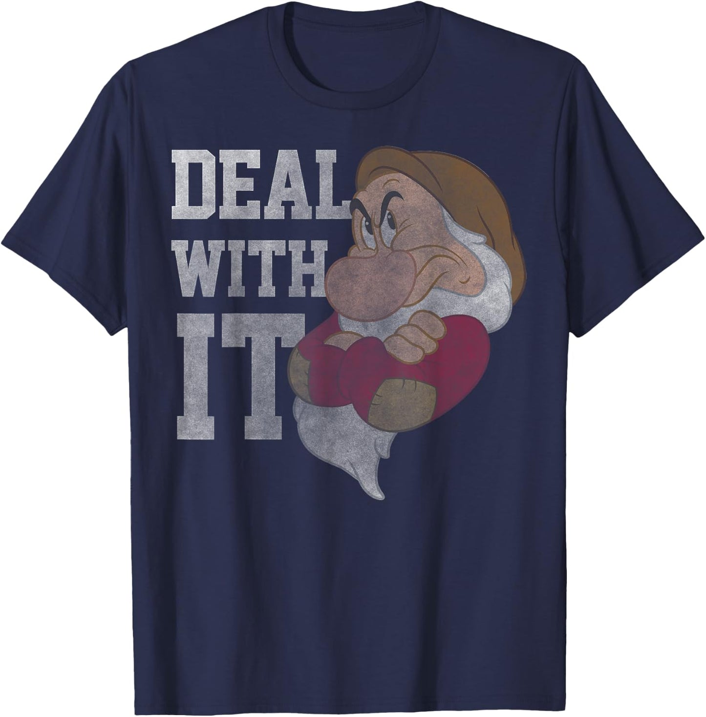 Disney Snow White Grumpy Deal With It Portrait T-Shirt - T-Shirt | Navy