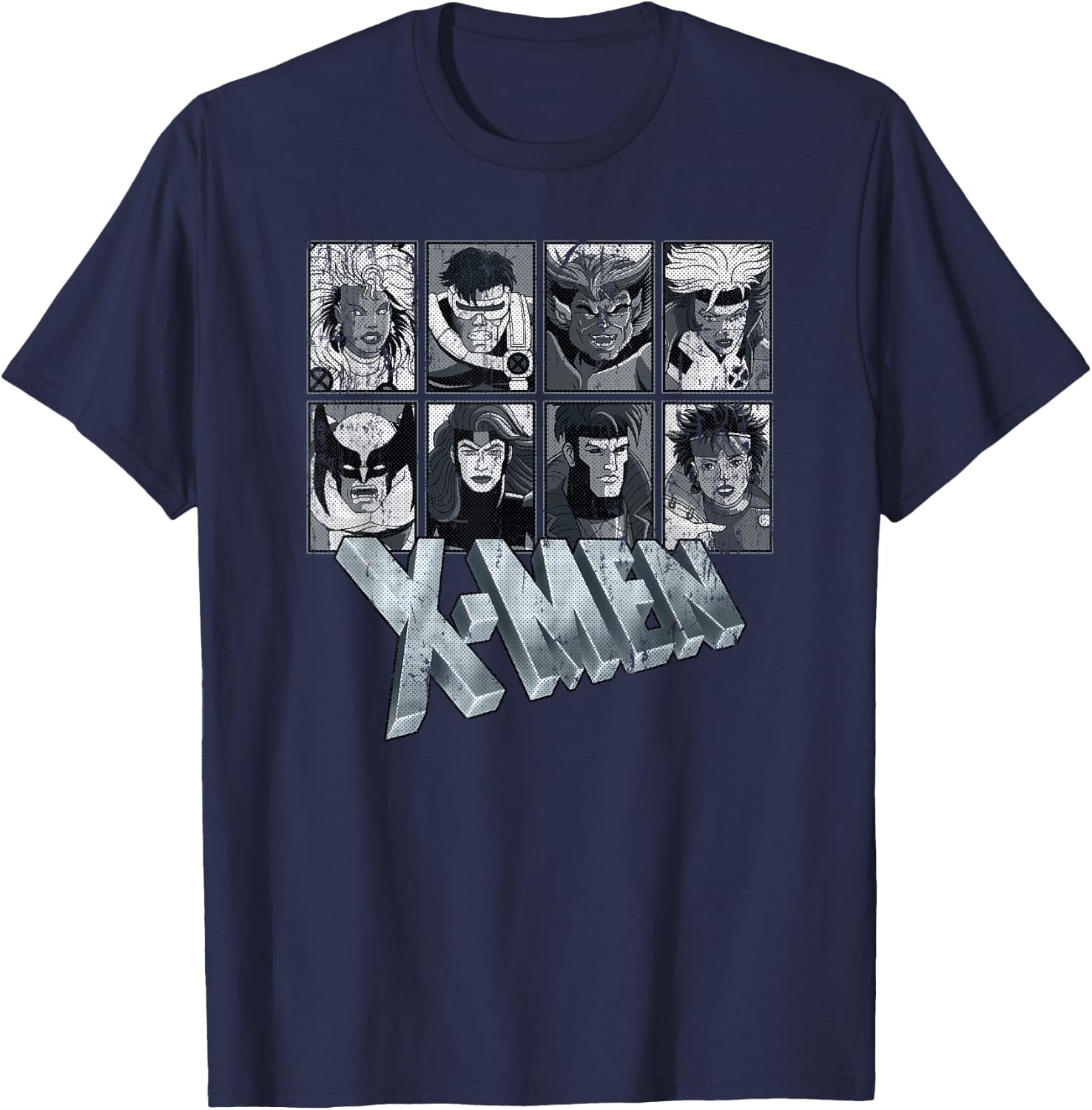 Marvel X-Men Animated Series Halftone Retro 90s T-Shirt - T-Shirt | Navy
