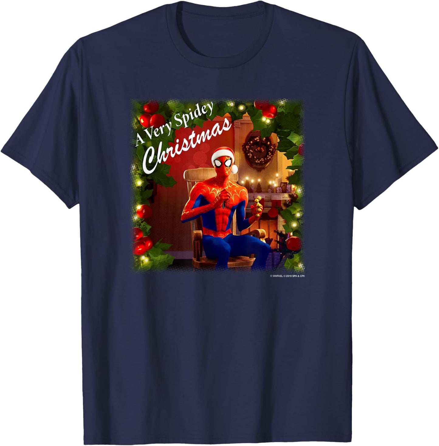 Marvel Spider-Man Spidey Christmas Album Cover T-Shirt - T-Shirt | Navy