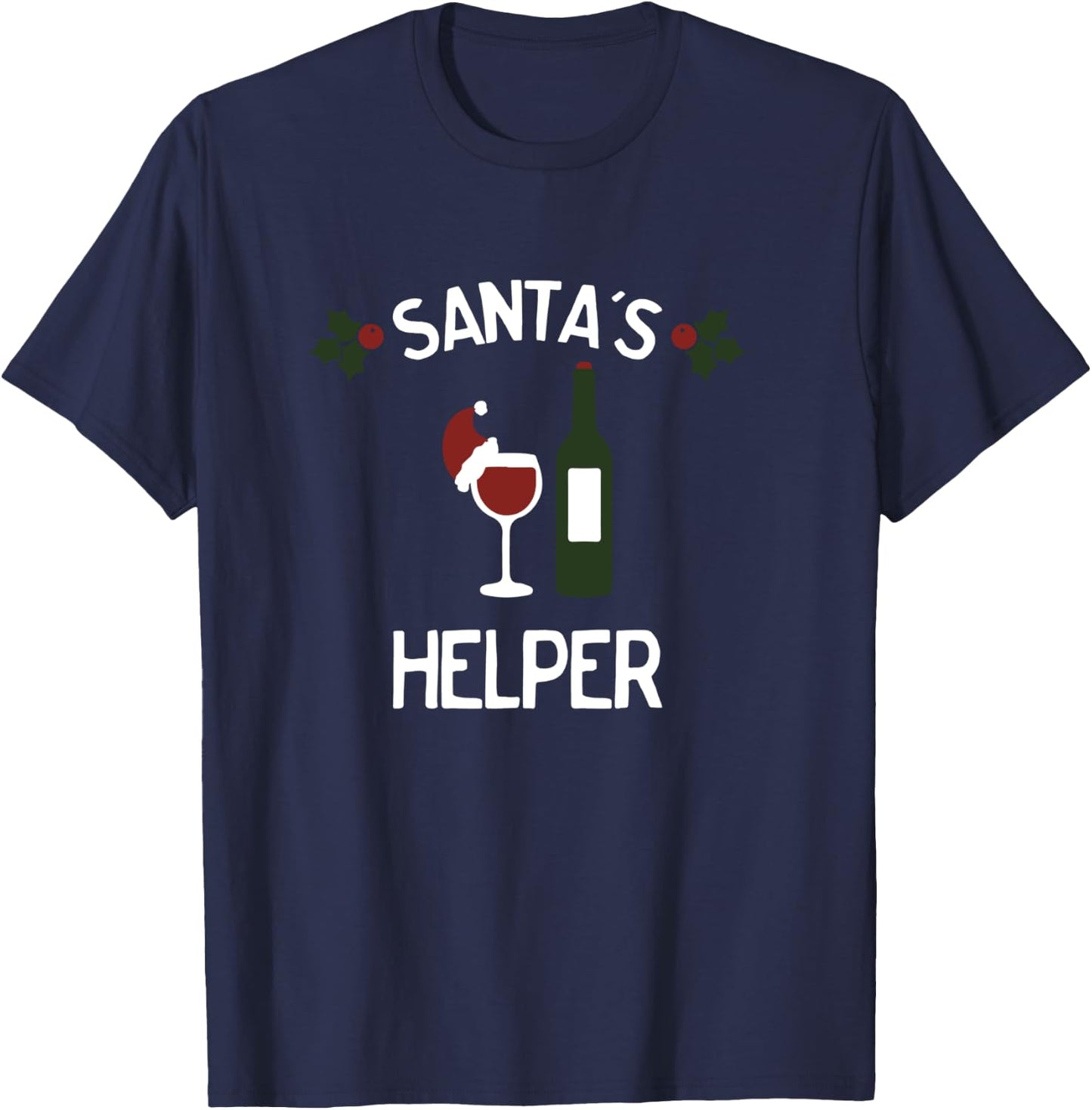 Funny Santa's Helper Christmas for Wine Lovers T-Shirt - T-Shirt | Navy