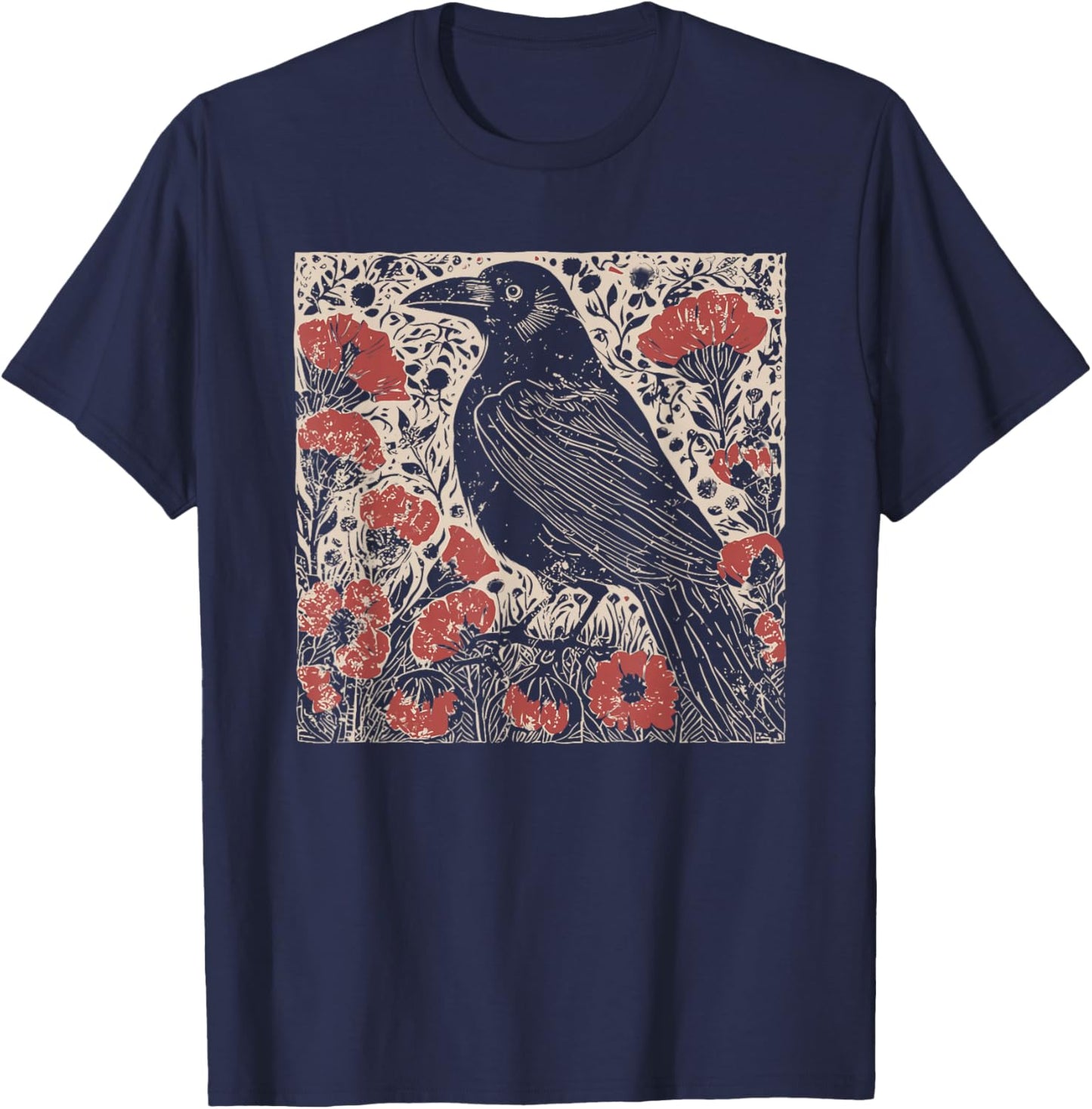 Folk Art Crow T-Shirt - T-Shirt | Navy
