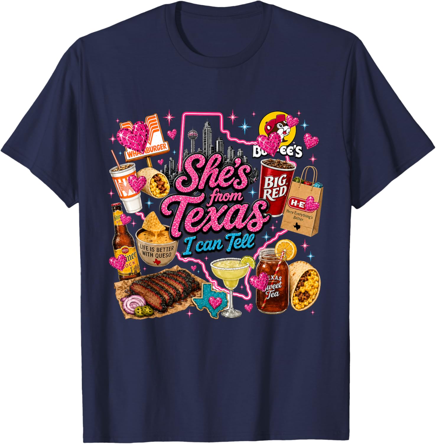 Shes from Texas I Can Tell State Pride Women T-Shirt - T-Shirt | Navy