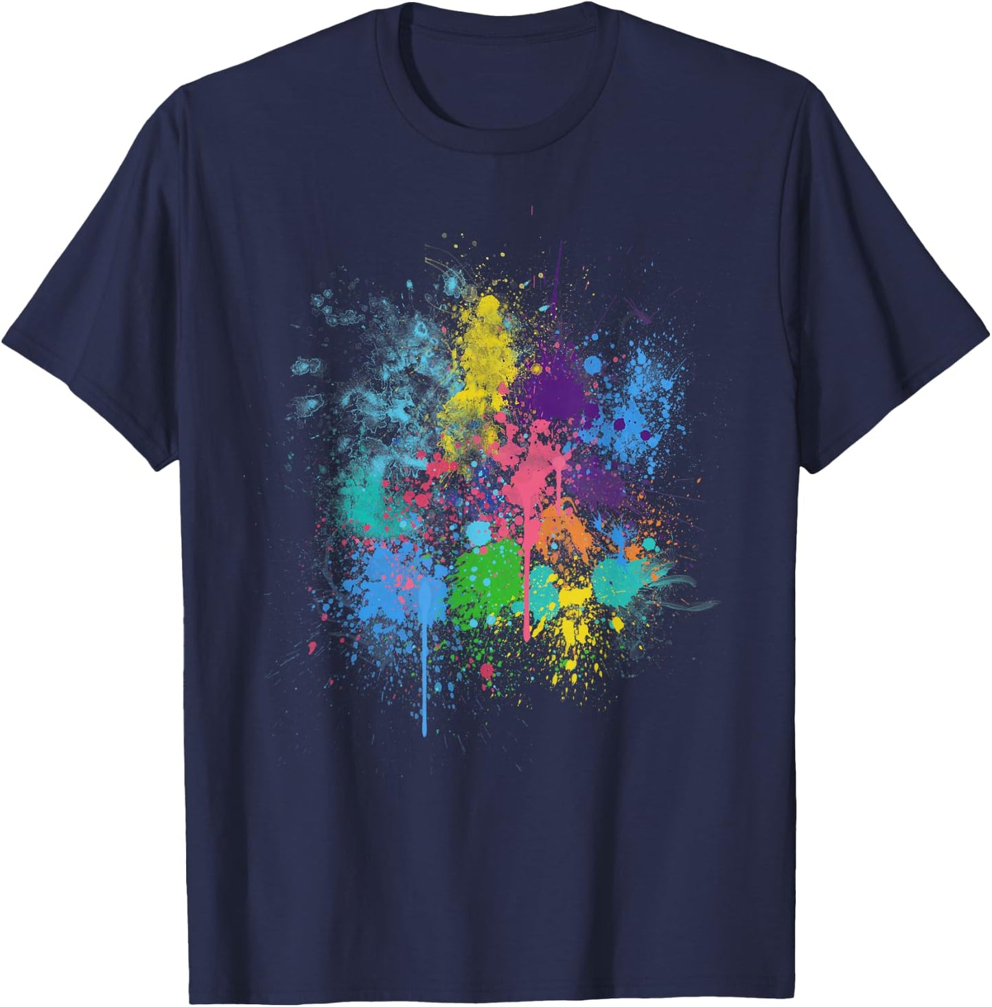 Pretty Abstract Paint Splatter Design Men Women Kids T-Shirt - T-Shirt | Navy