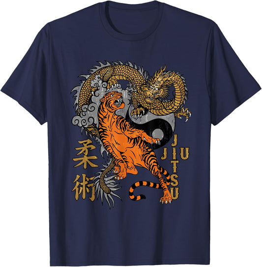 Jiu Jitsu - Tiger and Dragon Epic Submission T-Shirt - T-Shirt | Navy