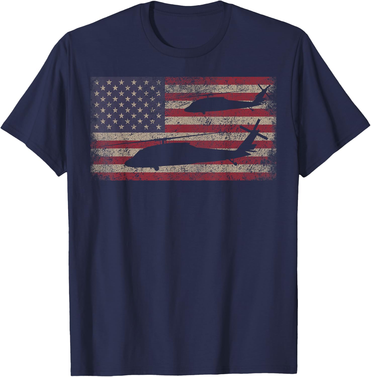 UH-60 Black Hawk Helicopter USA Vintage American T-Shirt - T-Shirt | Navy