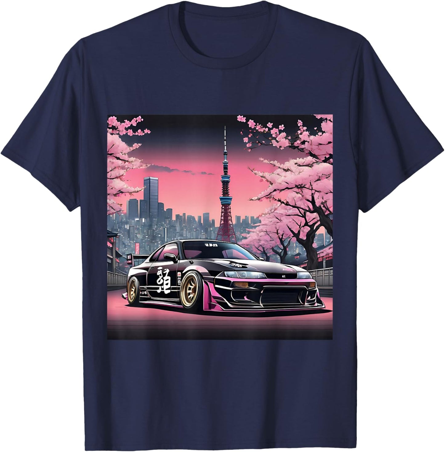 Vintage JDM Legend Drift Racing Car Tokyo At Night Art T-Shirt - T-Shirt | Navy