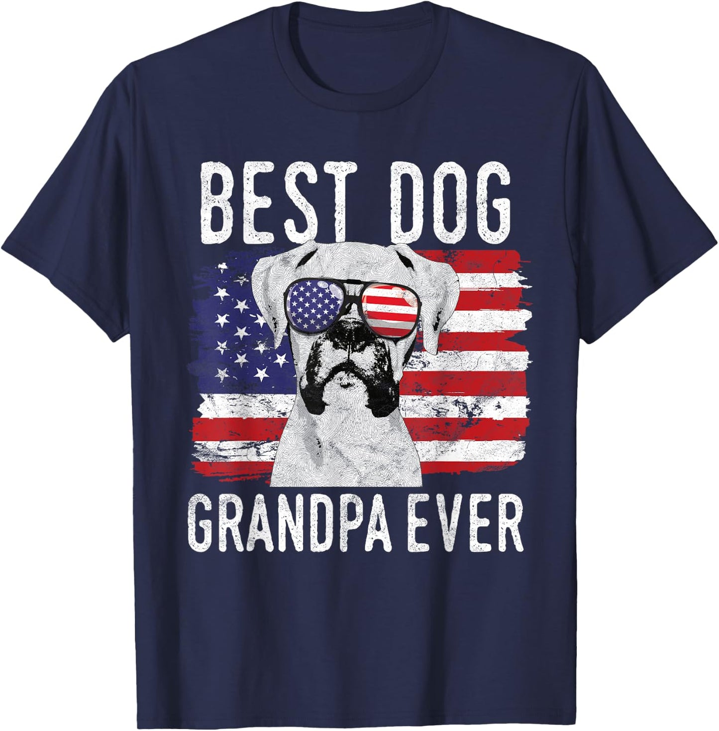 American Flag Best Dog Grandpa Ever Boxer USA Men T-Shirt - T-Shirt | Navy