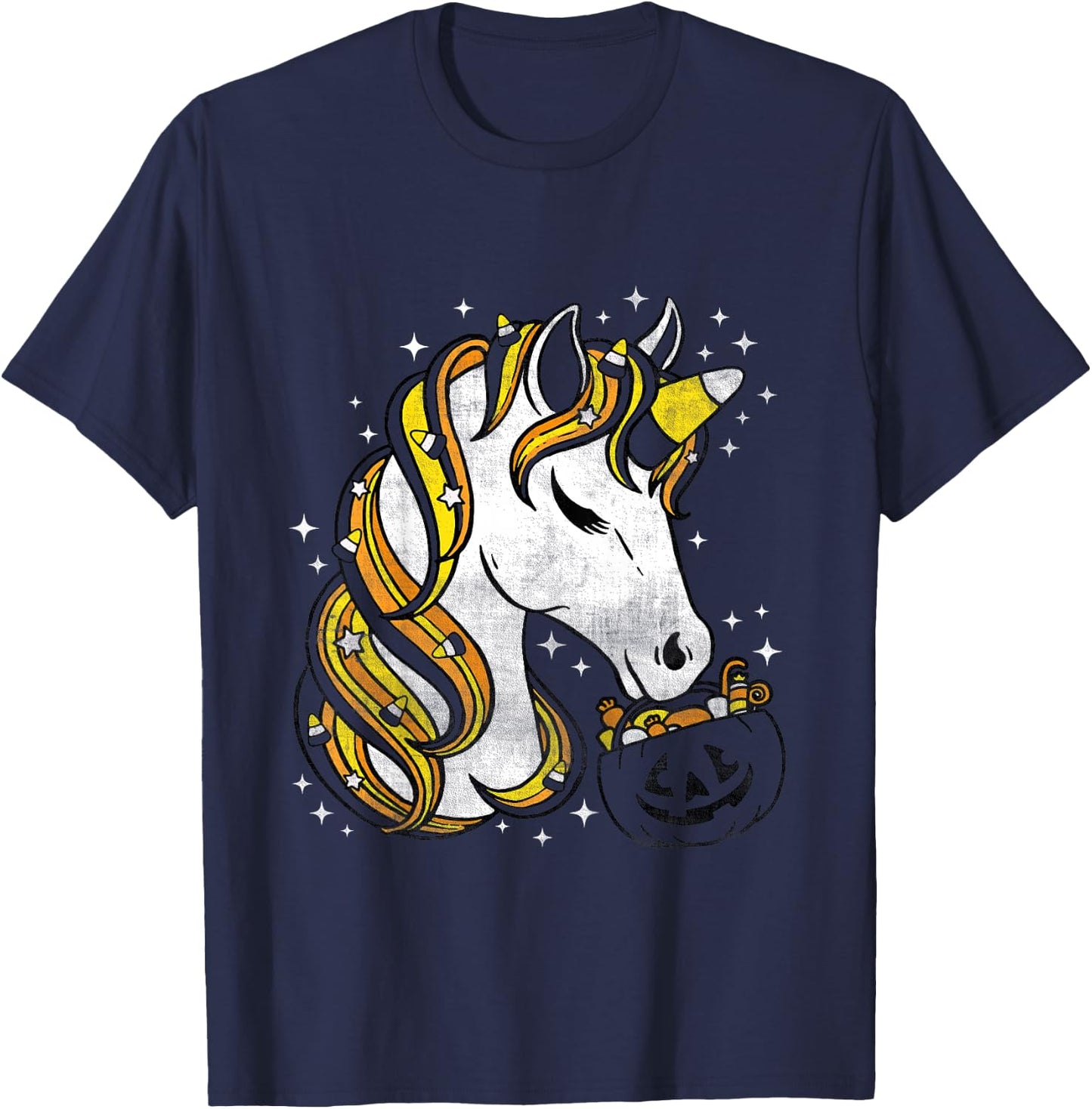 Kids Cute Candy Corn Unicorn Halloween T-Shirt - T-Shirt | Navy