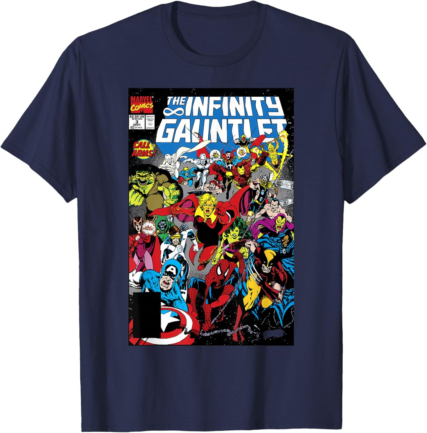 Marvel Exclusive Vintage Infinity Gauntlet Comic Cover T-Shirt - T-Shirt | Navy