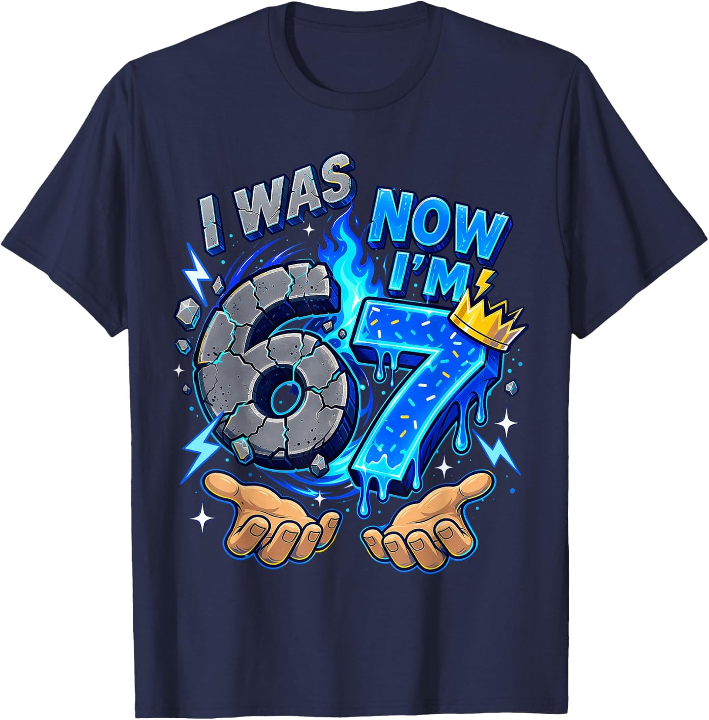 I was 6 Now I'm 7 Year Old 7th Birthday 6 7 Boys Kids T-Shirt - T-Shirt | Navy
