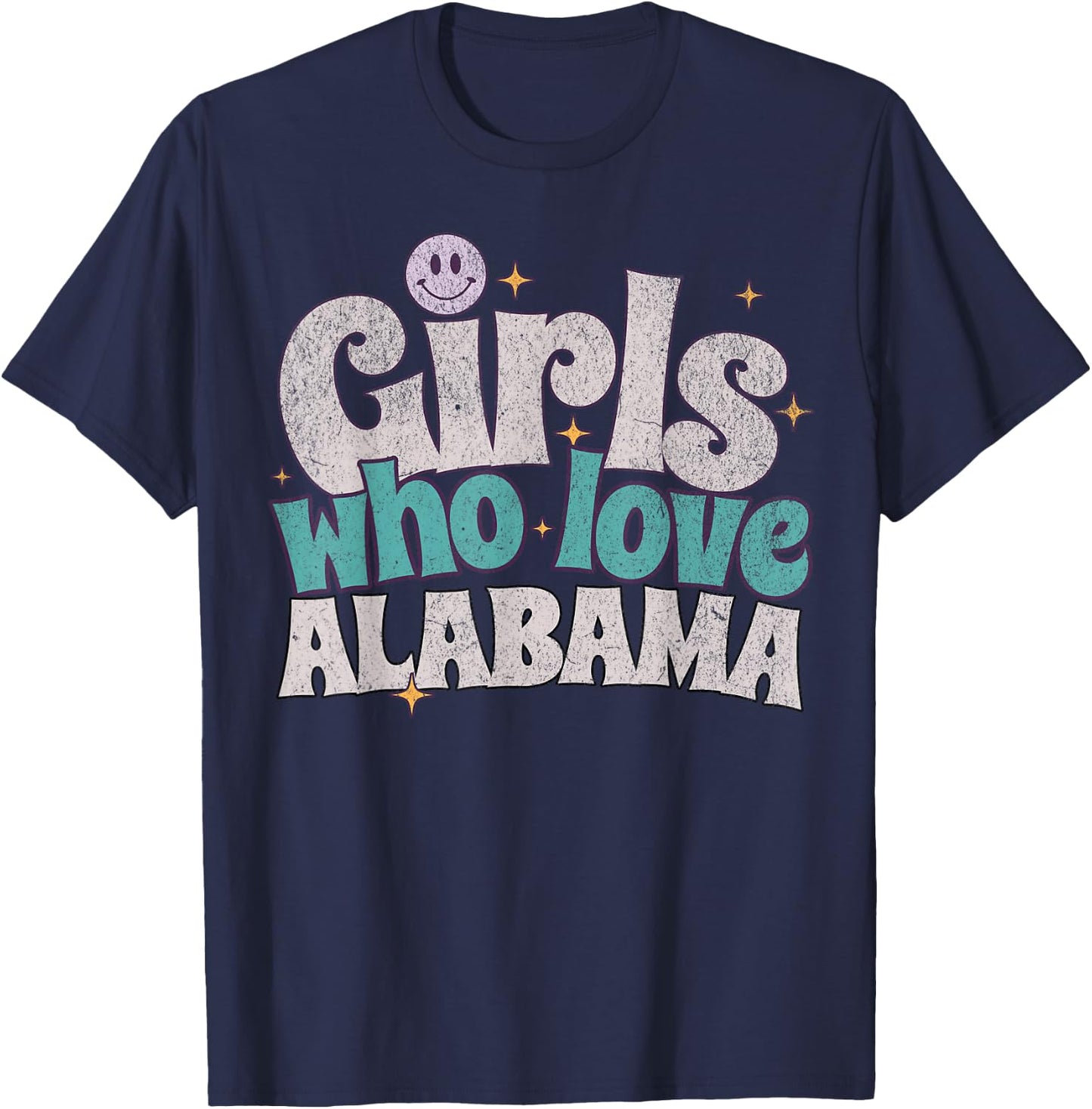Girls Who Love Alabama, Women's Cute Alabama T-Shirt - T-Shirt | Navy