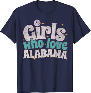 Girls Who Love Alabama, Women's Cute Alabama T-Shirt - T-Shirt | Navy