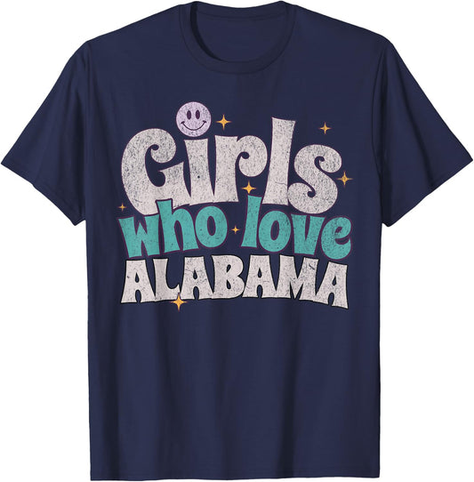 Girls Who Love Alabama, Women's Cute Alabama T-Shirt - T-Shirt | Navy