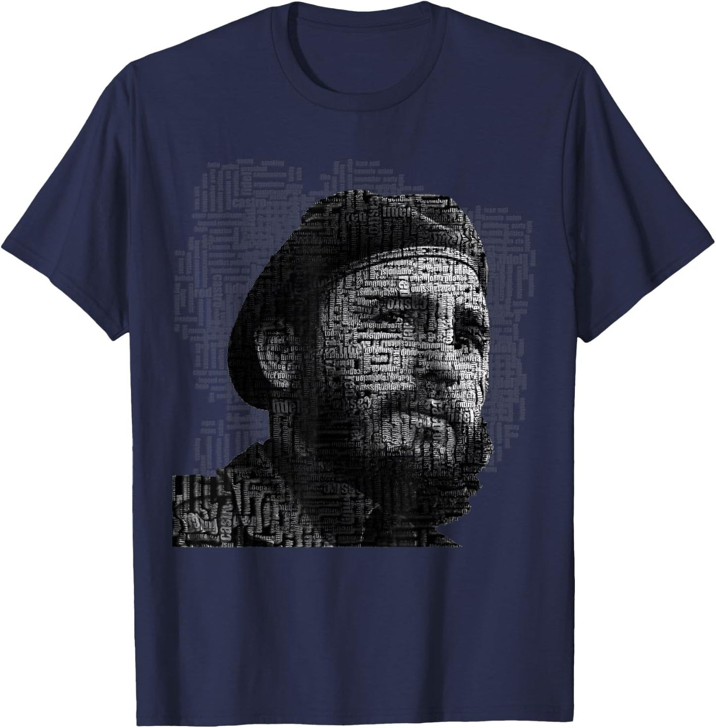 Distractful Fidel Castro - Black, , Adult, Modern, Cuban Revolutionary, Short Sleeve, , Casual, People, Size: Small T-Shirt - T-Shirt | Navy