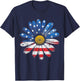American Flag Flower 4th of July USA Patriotic Women Girls T-Shirt - T-Shirt | Navy