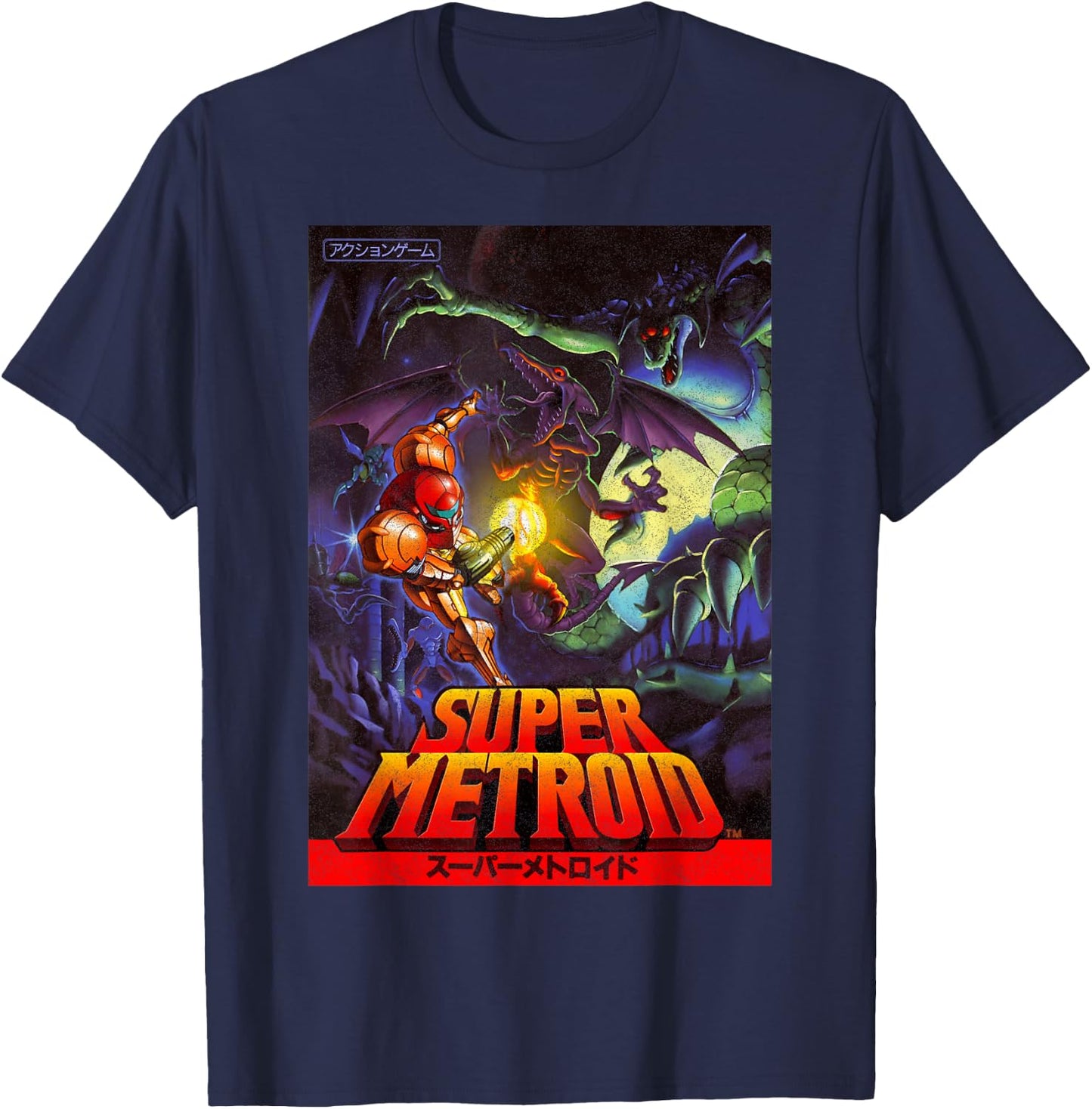 Nintendo Samus Super Metroid Cover T-Shirt - T-Shirt | Navy