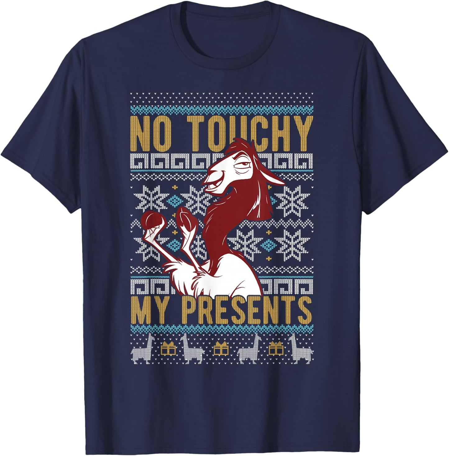 Disney Emperor's New Groove Kuzco No Touchy Ugly Christmas T-Shirt - T-Shirt | Navy