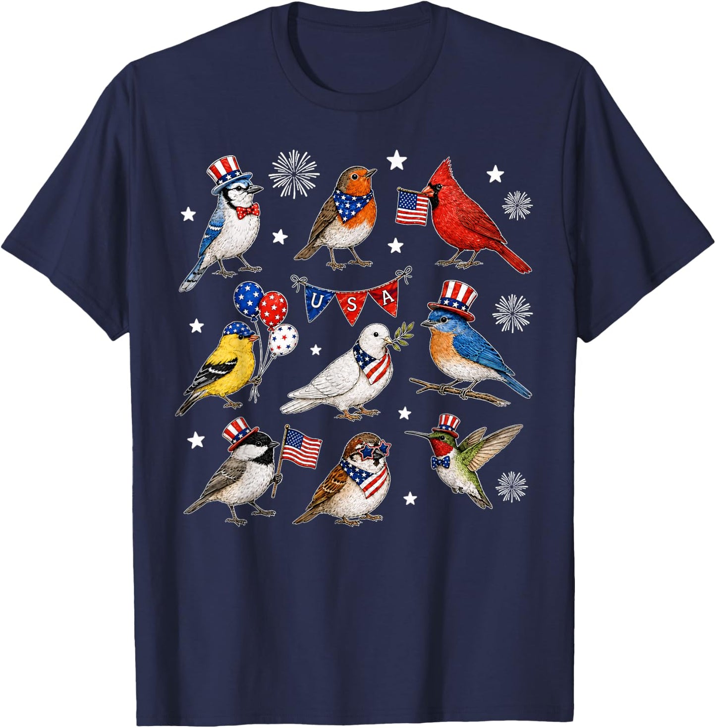 USA 250th Anniversary Bird Patriotic American Bird 4th July T-Shirt - T-Shirt | Navy