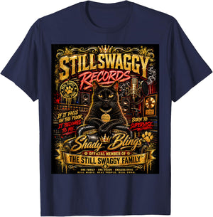 Shady Blings Still Swaggy Records Cat Family Graphic T-Shirt - T-Shirt | Navy