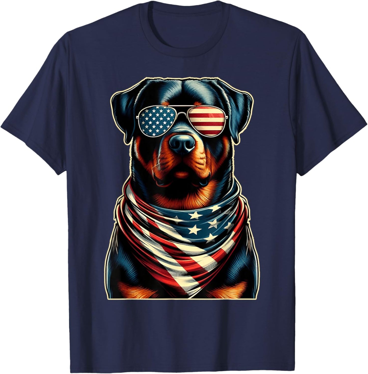 USA Flag Rottweiler Funny Fourth of July Women Men Kids T-Shirt - T-Shirt | Navy