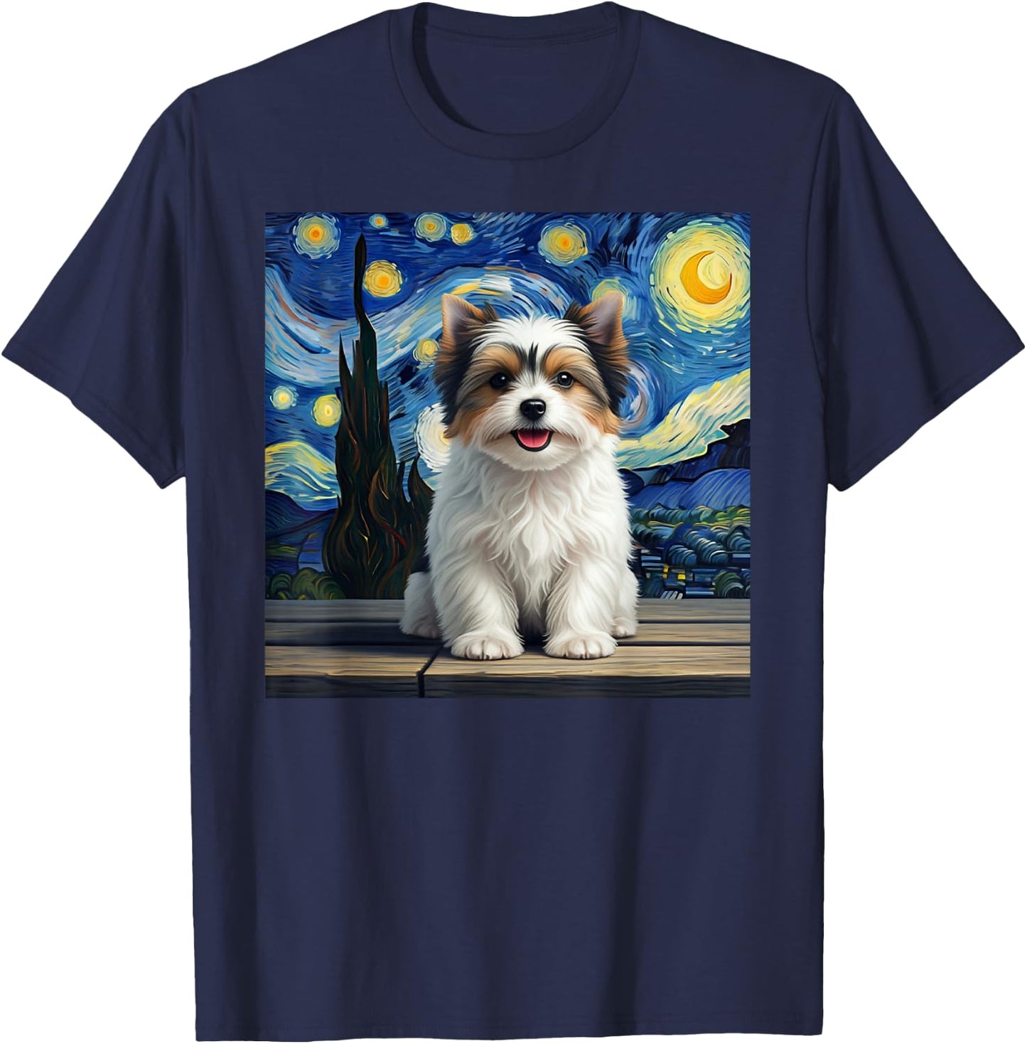 Biewer Terrier Starry Night Dog Lover Gift T-Shirt - T-Shirt | Navy