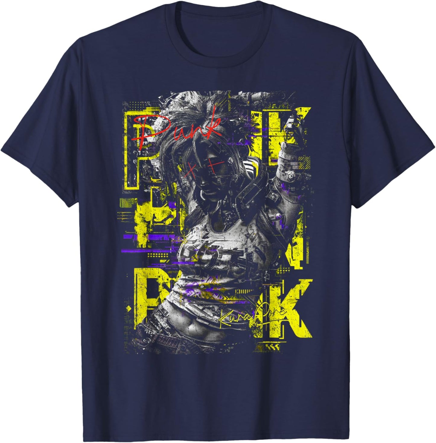 Japanese Streetwear Cyberpunk Y2K Techwear Retro Manga Anime T-Shirt - T-Shirt | Navy