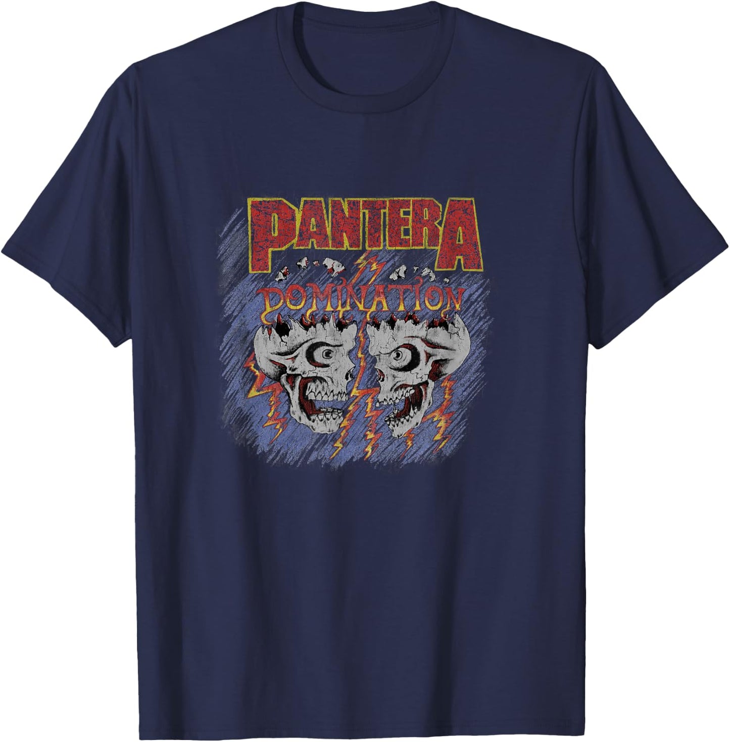 Pantera Official Domination Black Cotton , -Adults, Small, Short Sleeve, Crew Collar, Classic Fit T-Shirt - T-Shirt | Navy