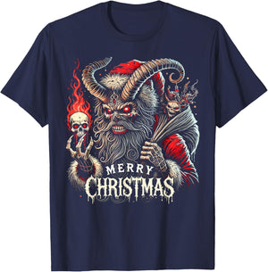 Goth Santa Claus Gothic Women Krampus Ugly Christmas T-Shirt - T-Shirt | Navy