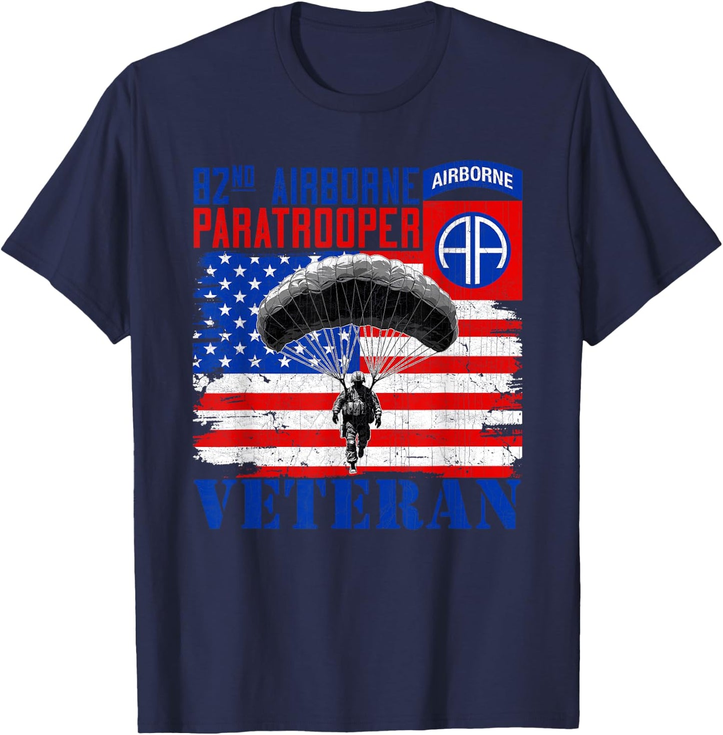 82nd Airborne Division Paratrooper Veteran Fort Bragg Gifts T-Shirt - T-Shirt | Navy