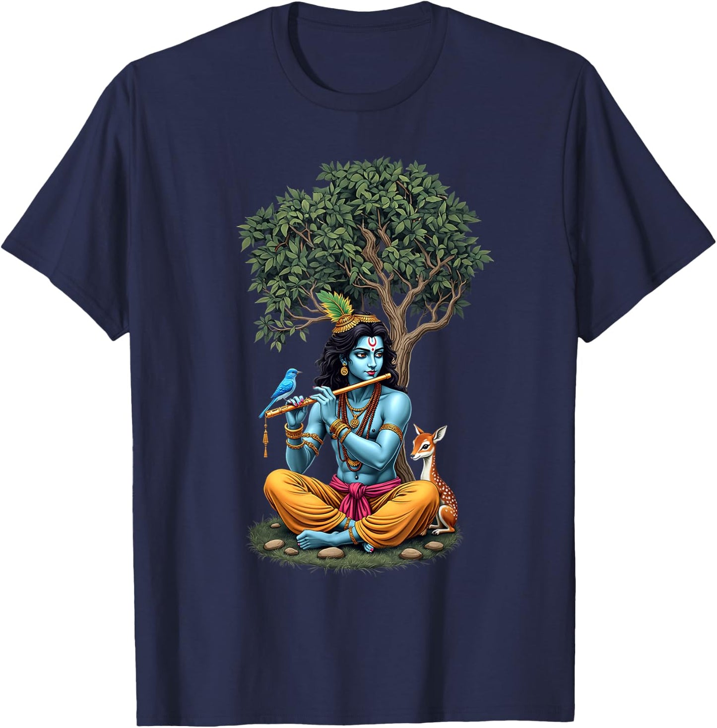 Gifts for Hindus Hinduism Diwali Festival Lord Krishna T-Shirt - T-Shirt | Navy