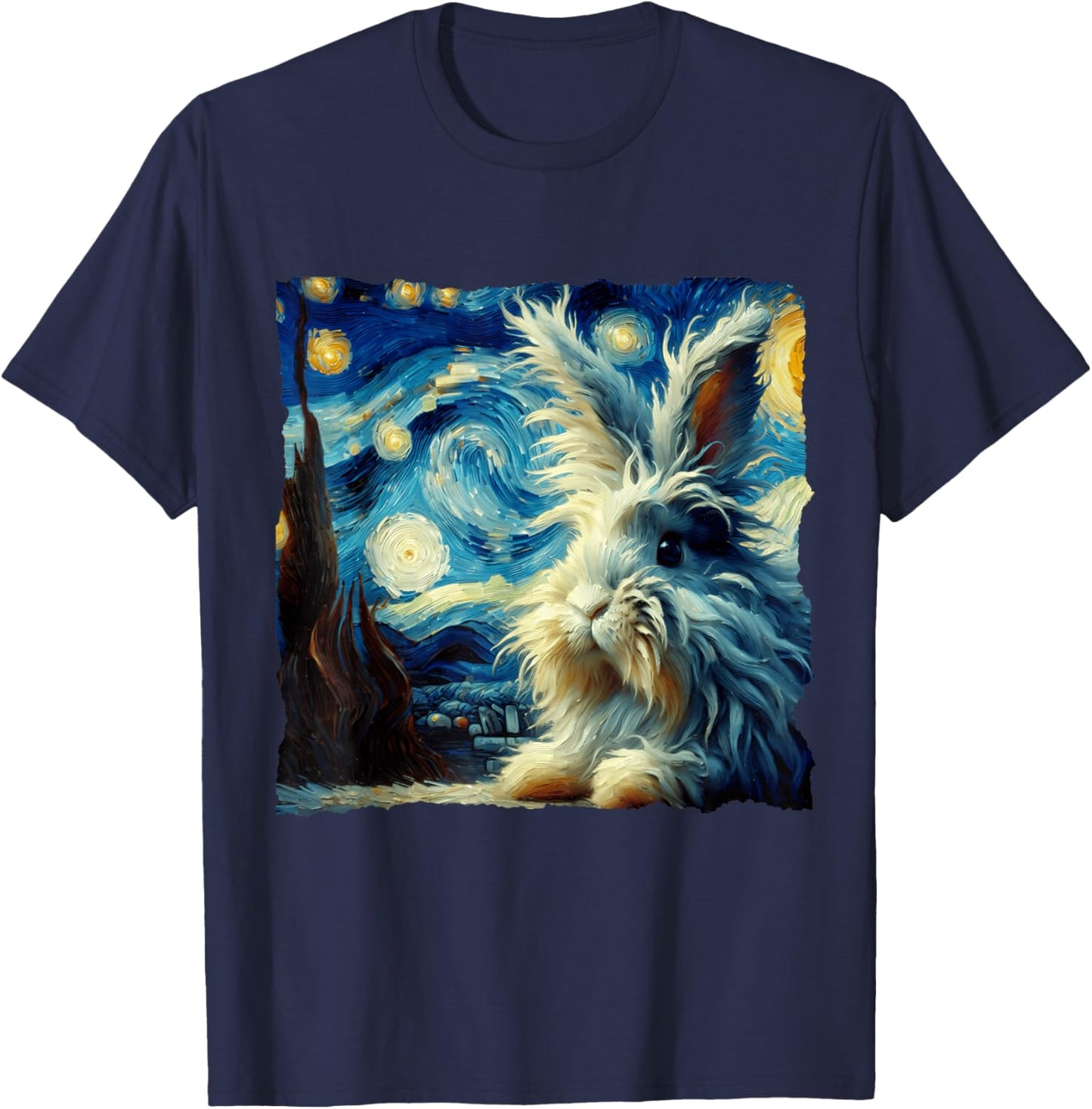 Lionhead Rabbit Starry Night Lionhead Rabbit T-Shirt - T-Shirt | Navy