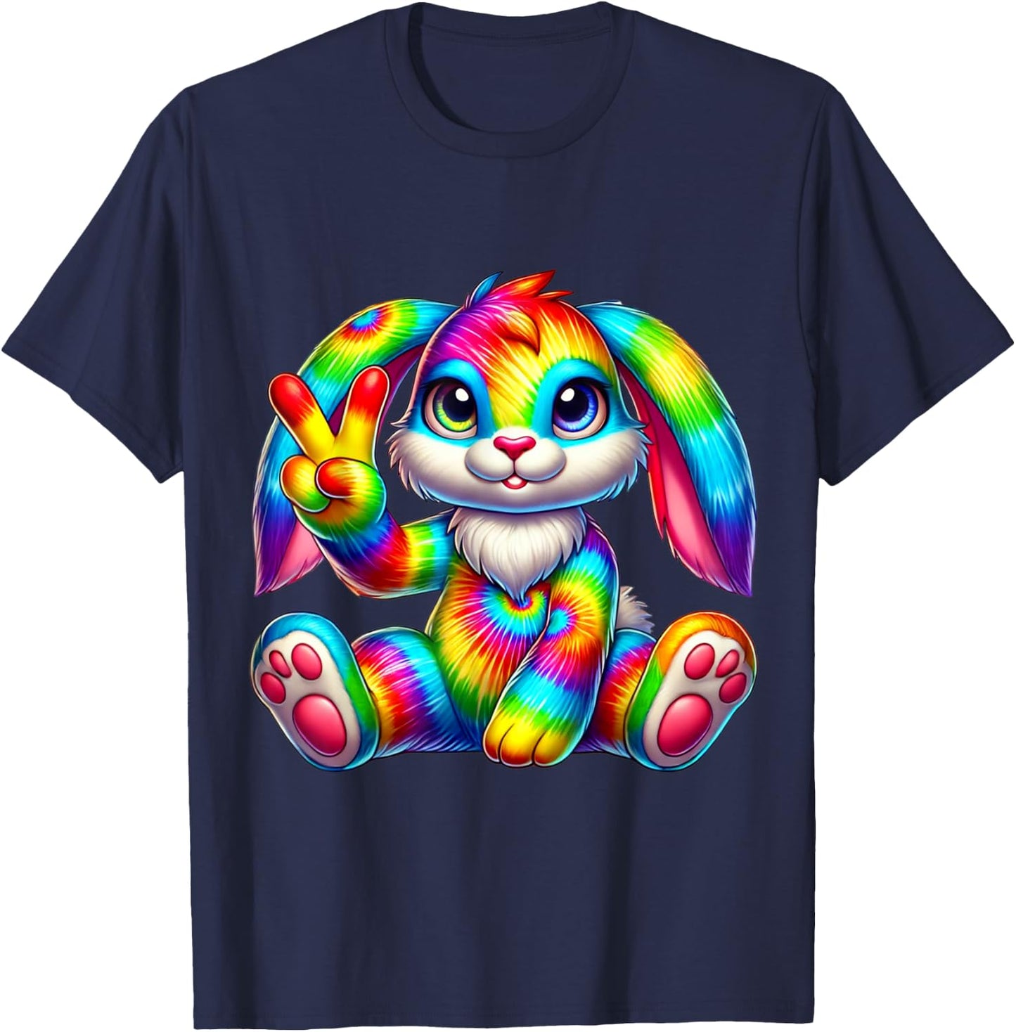 Tie-Dye rabbit bunny Peace Sign Hippie T-Shirt - T-Shirt | Navy