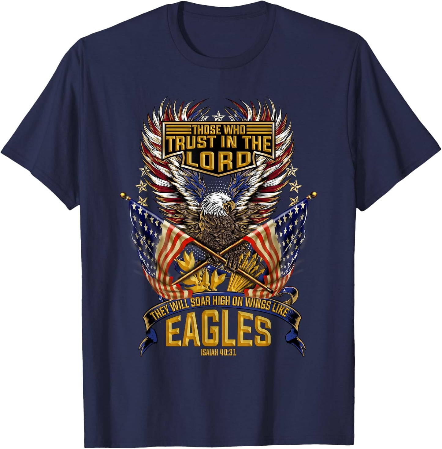 Soar On Wings Like Eagles Christian Patriotic Kids Men T-Shirt - T-Shirt | Navy