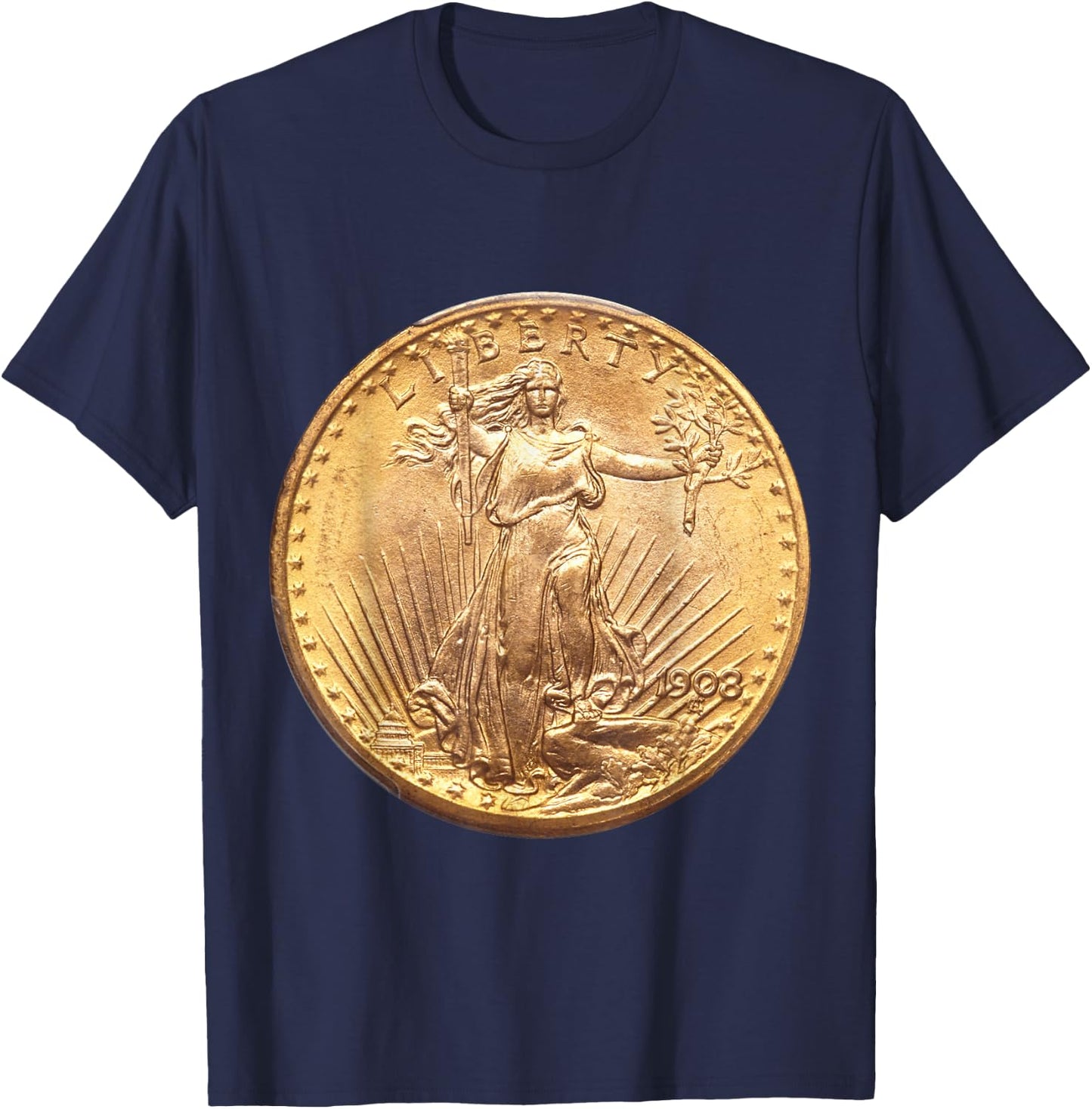 Saint-Gaudens Gold Double Eagle Coin Collecting T-Shirt - T-Shirt | Navy