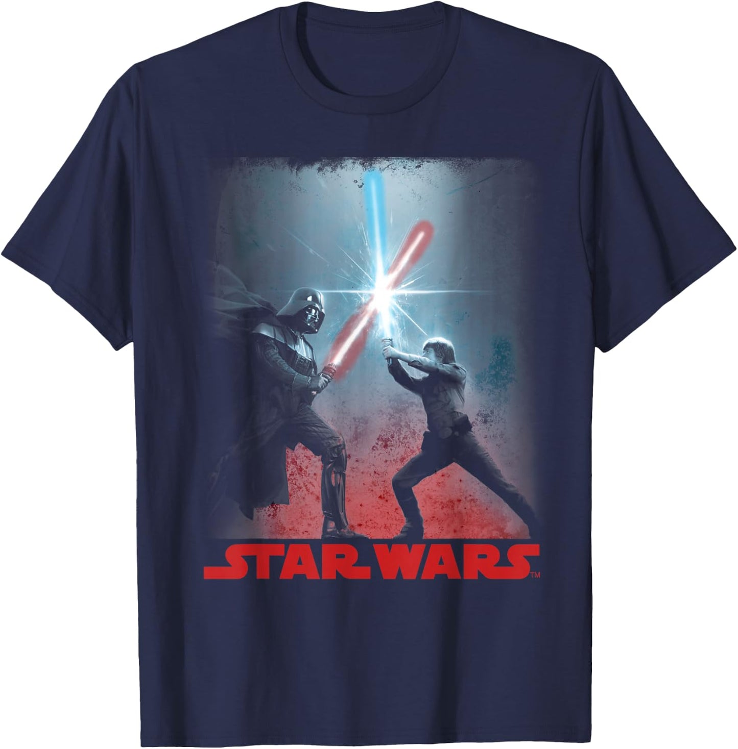 Star Wars Darth Vader Luke Skywalker Battle Silhouette T-Shirt - T-Shirt | Navy