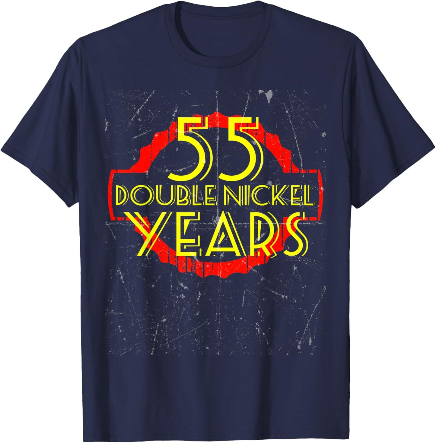 55 Year Old Birthday Shirt Double Nickel Distressed T-Shirt - T-Shirt | Navy