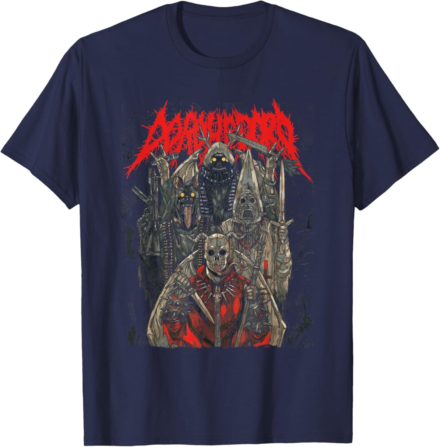 Death Metal Logo with Devils Group Anime Manga T-Shirt - T-Shirt | Navy