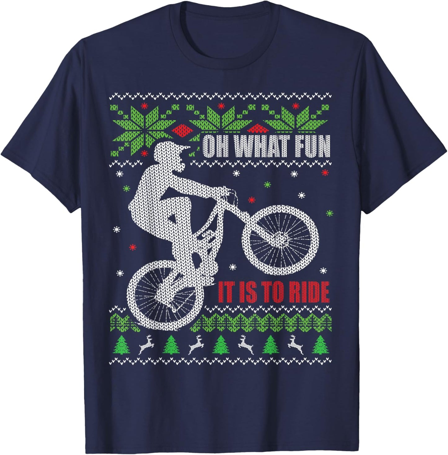 Ugly Christmas, Mountain Bike, Biking, Funny T-Shirt - T-Shirt | Navy