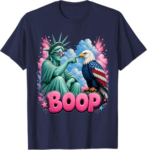 Boop Vintage Statue of Liberty and Eagle Funny Patriotic T-Shirt - T-Shirt | Navy