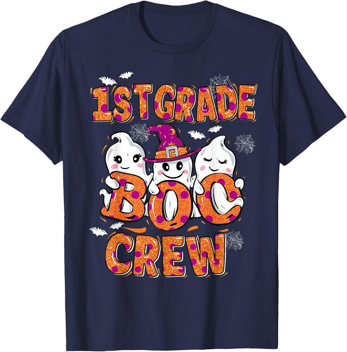 Retro 1st grade boo crew First Grade Kids Halloween Costume T-Shirt - T-Shirt | Navy