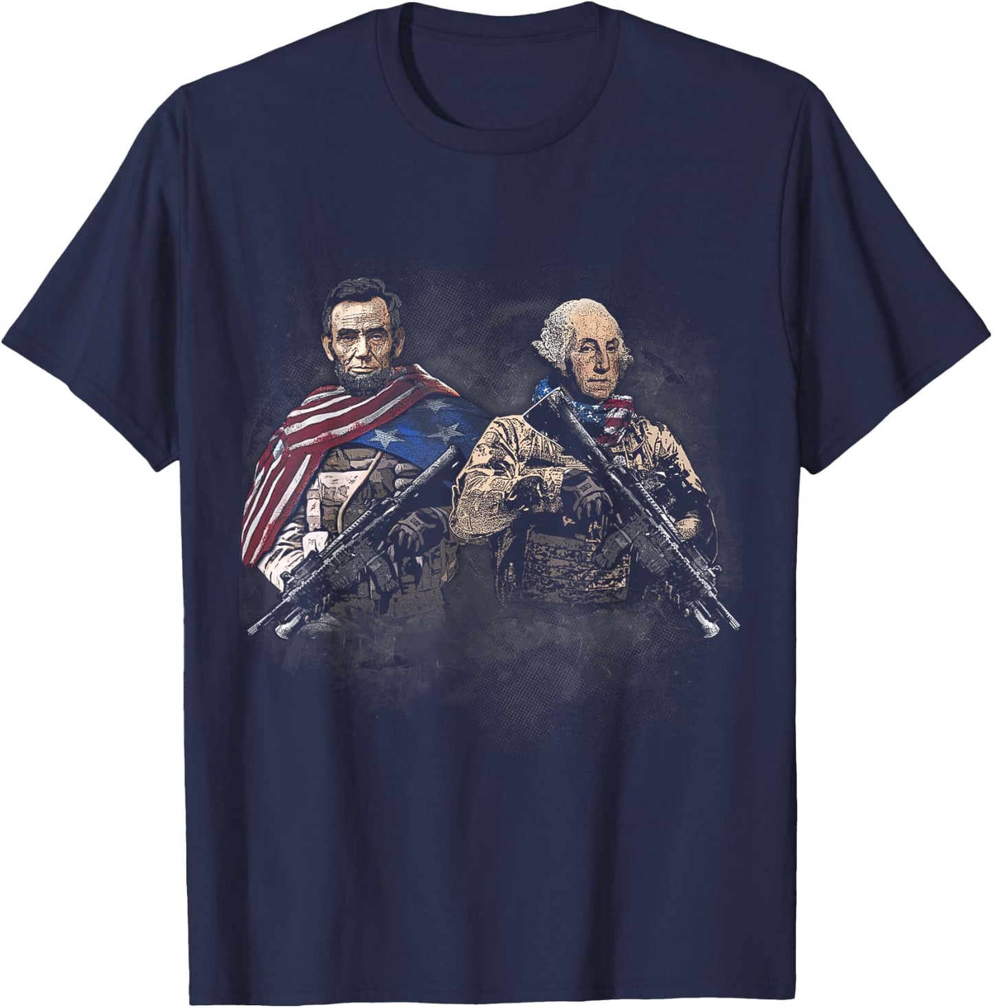 Presidential Soldiers: Abraham Lincoln and George Washington T-Shirt - T-Shirt | Navy