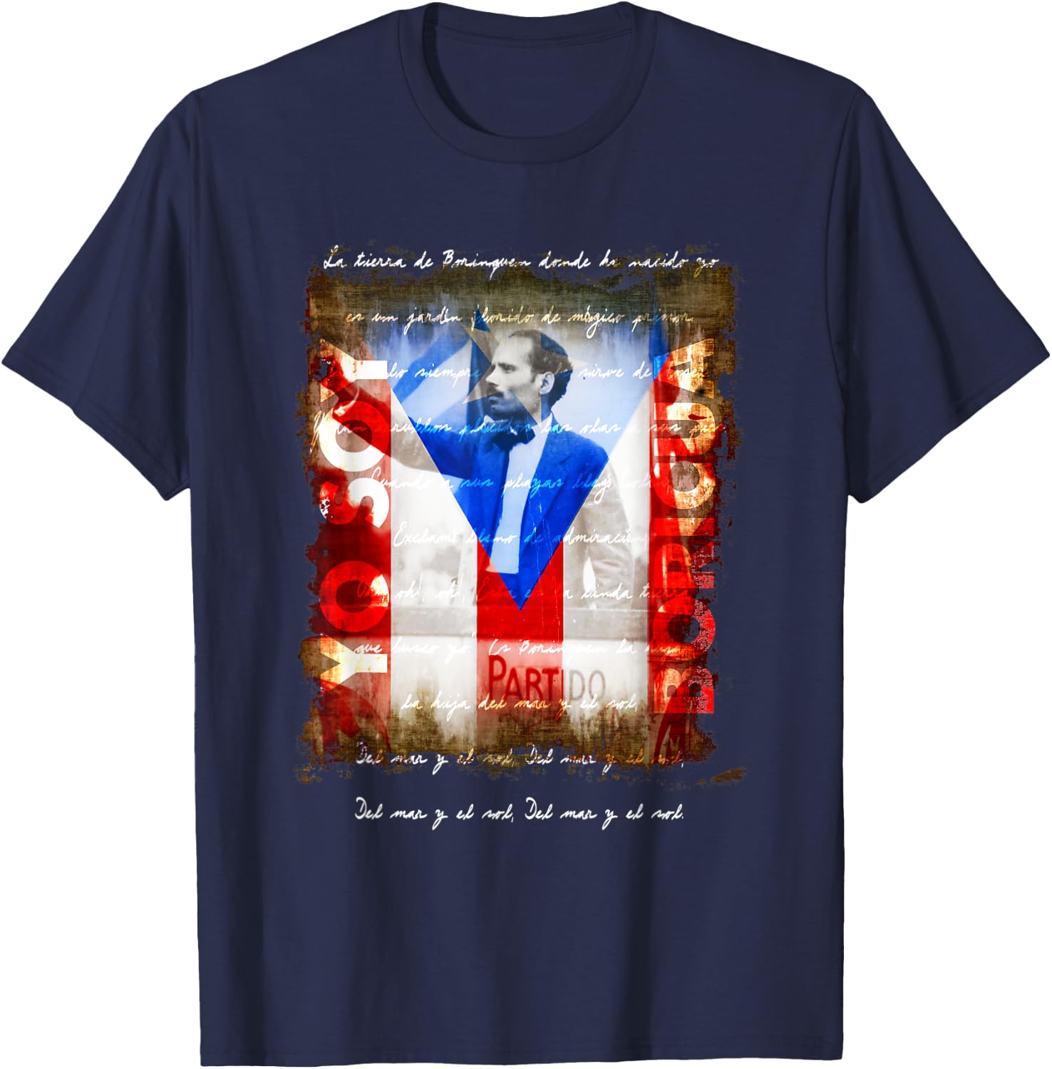 Pedro Albizu Campos Yo Soy Boricua Puerto Rico Flag T-Shirt - T-Shirt | Navy