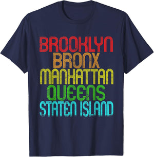 The 5 Boroughs Of New York City Retro Vintage 80s T-Shirt - T-Shirt | Navy