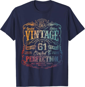 Vintage 1964 Limited Edition Shirt 61 year old 61st Birthday T-Shirt - T-Shirt | Navy