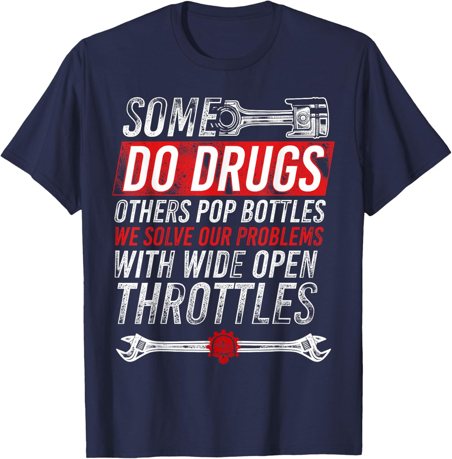 Wide Open Throttle - Car or Truck Racing T-Shirt - T-Shirt | Navy