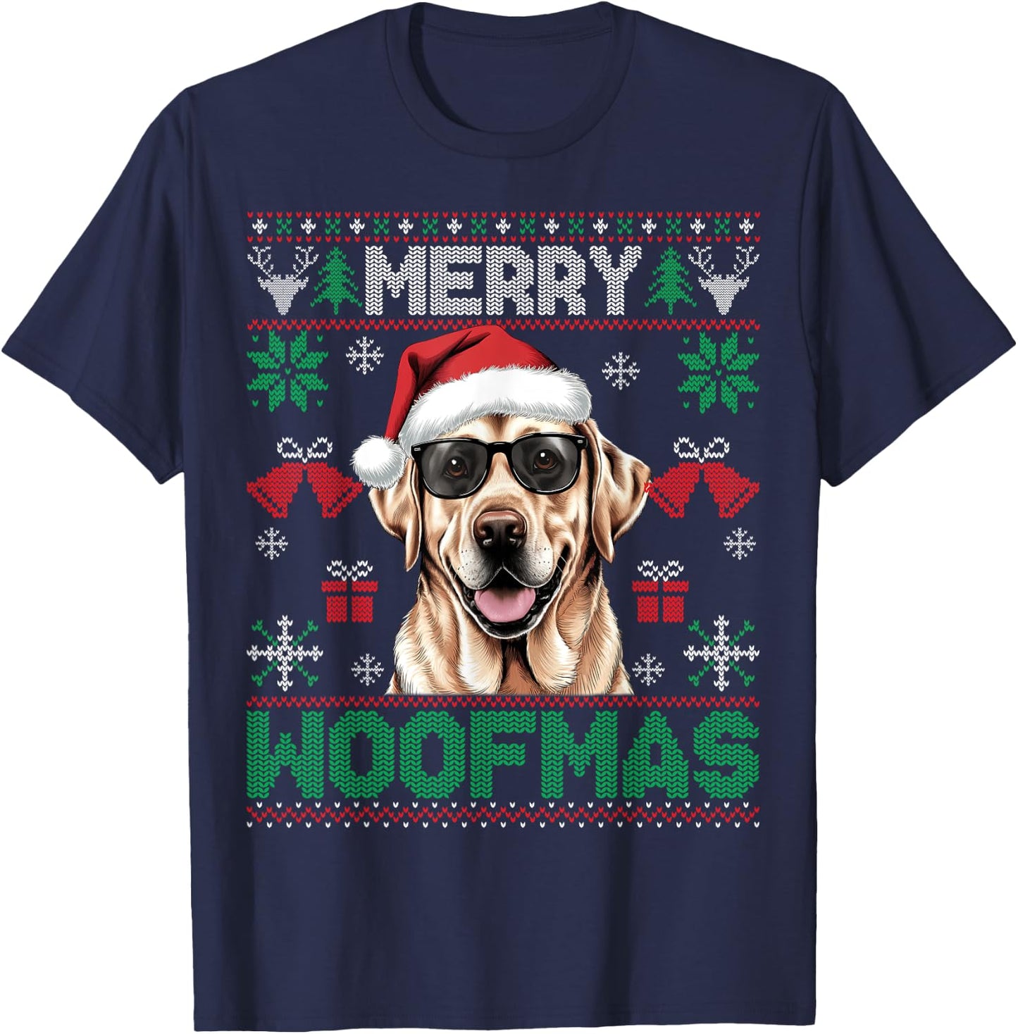 Labrador Retrievers Merry Christmas Woofmas Dog Lover Men Women Kids T-Shirt - T-Shirt | Navy