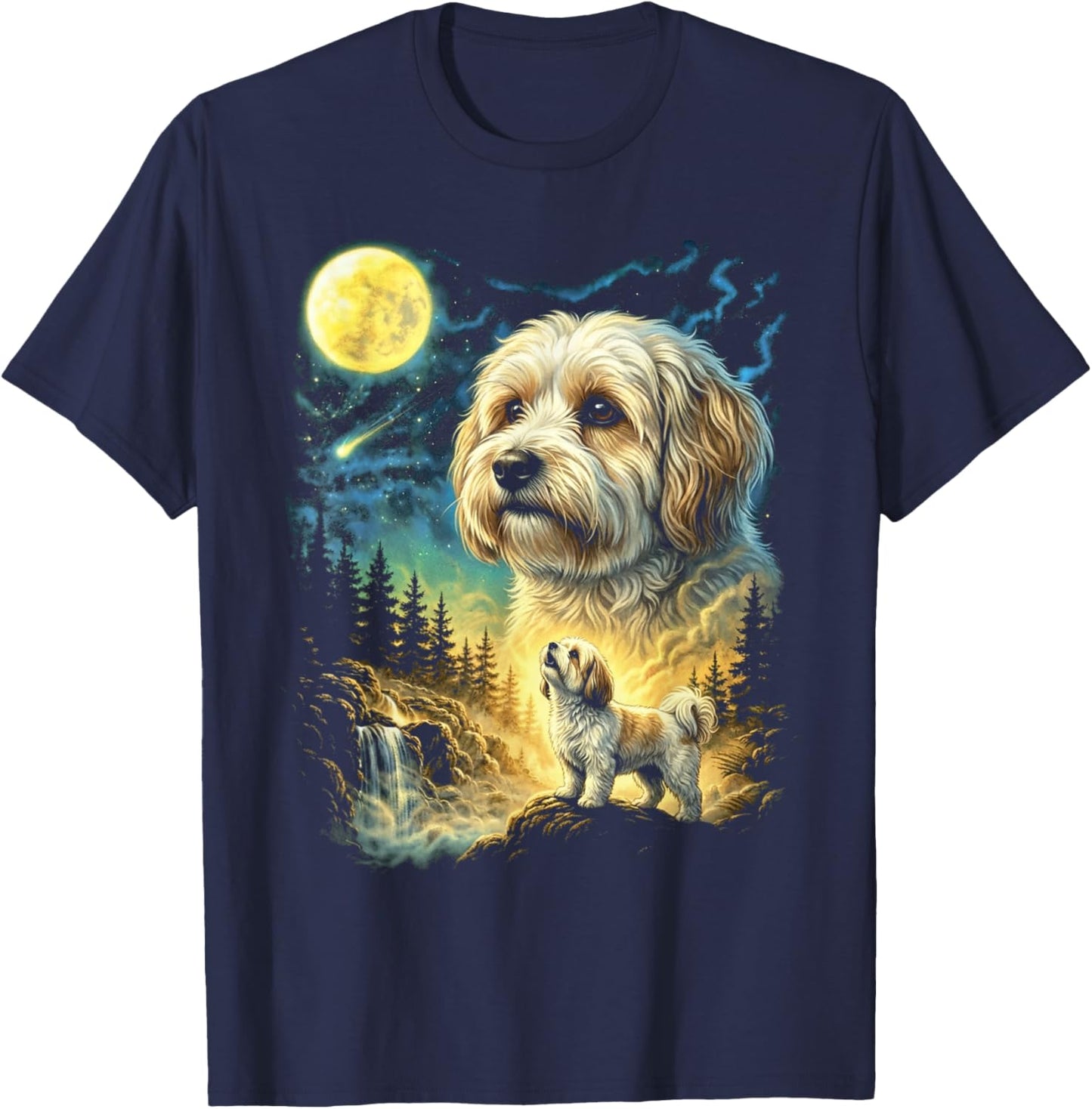 Havanese Howling to The Moon Meme Funny 90's Havanese Dog T-Shirt - T-Shirt | Navy
