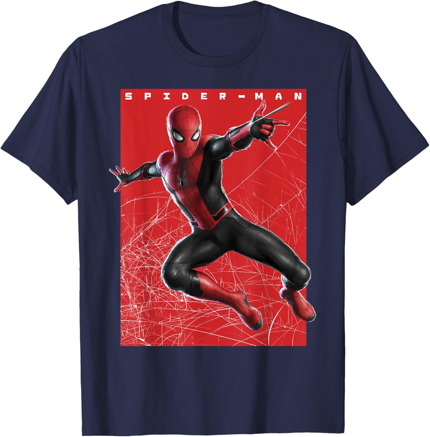 Marvel Spider-Man Far from Home Web Swinging Poster T-Shirt - T-Shirt | Navy