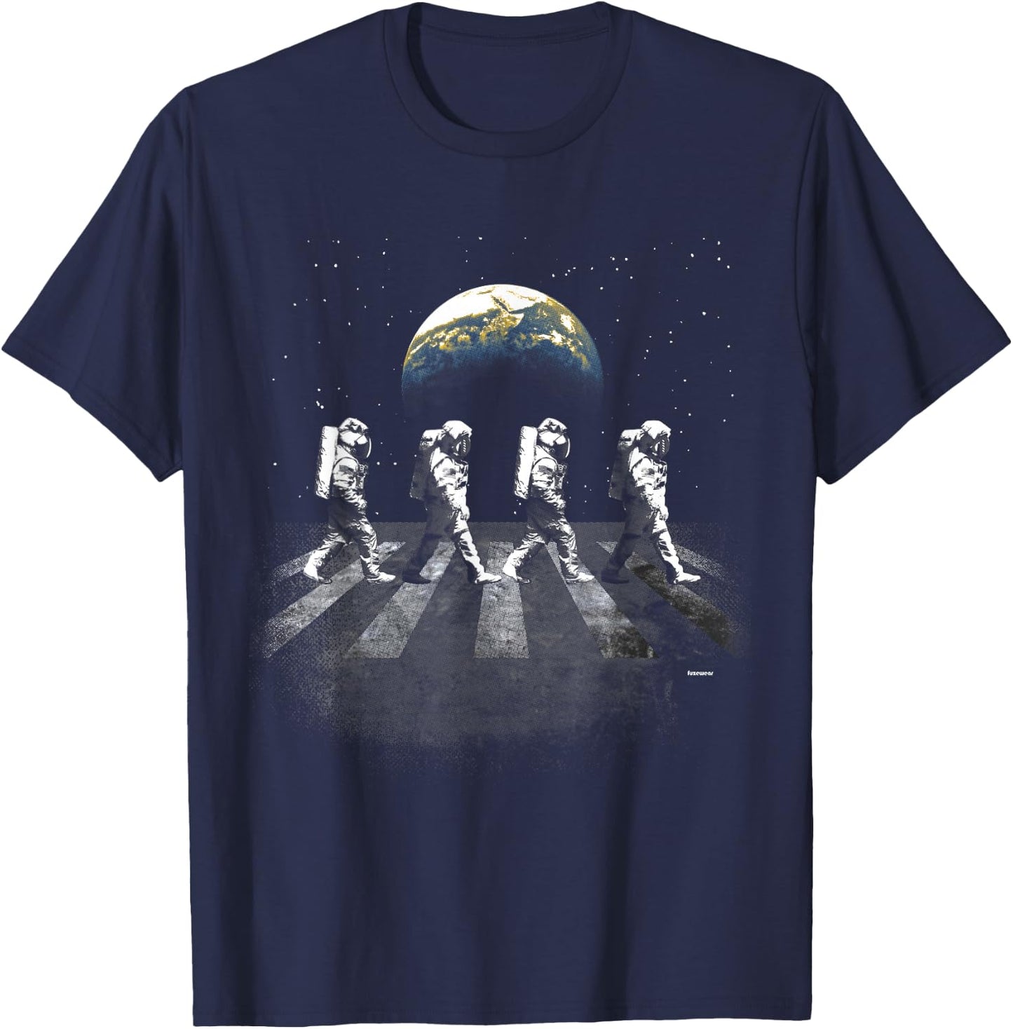Astronauts in Walking in Space Earth Moon T-Shirt - T-Shirt | Navy