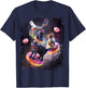 Galaxy Cat Donut - Space Cats Riding Doughnuts T-Shirt - T-Shirt | Navy